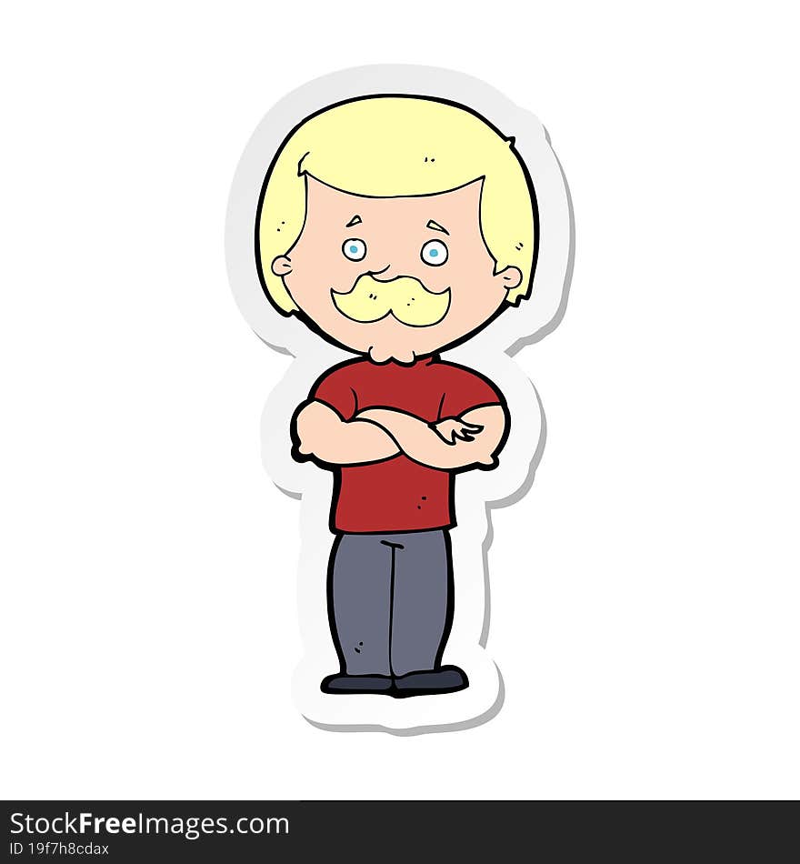 sticker of a cartoon manly mustache man