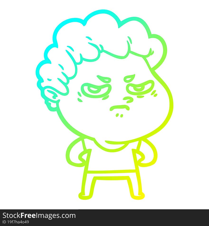 cold gradient line drawing cartoon angry man