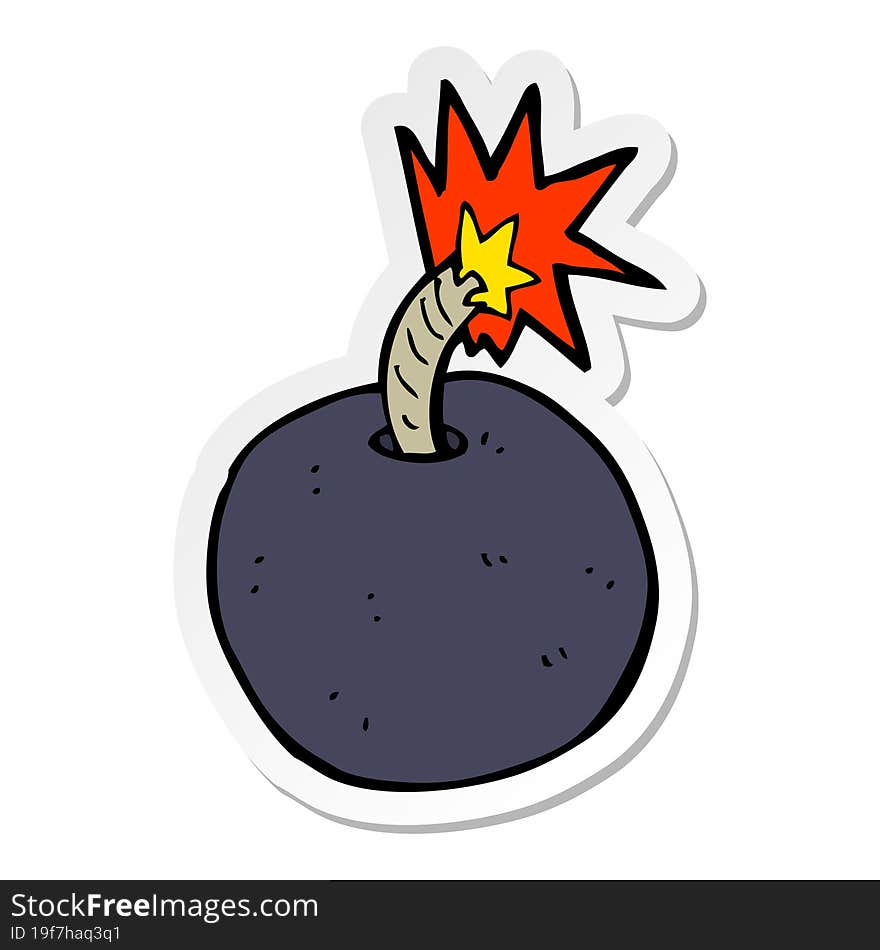 Sticker Of A Cartoon Burning Bomb