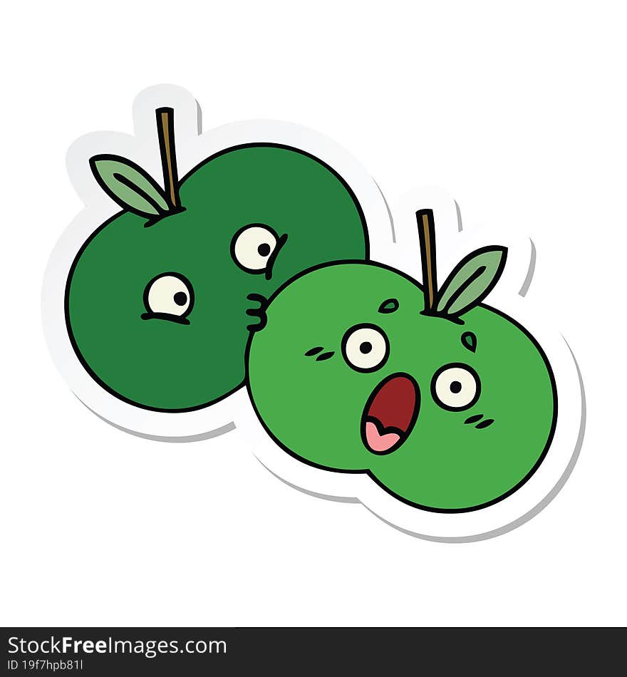 sticker of a cute cartoon apples