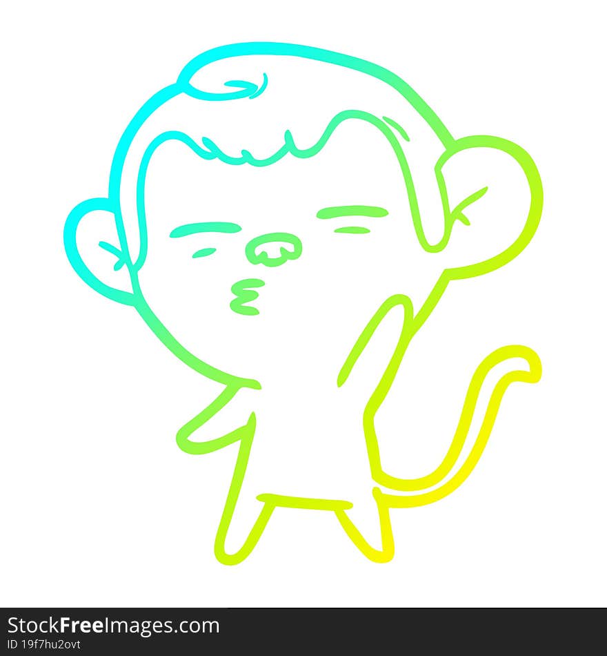 Cold Gradient Line Drawing Cartoon Suspicious Monkey