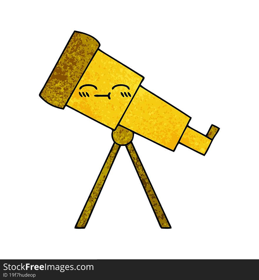 retro grunge texture cartoon telescope