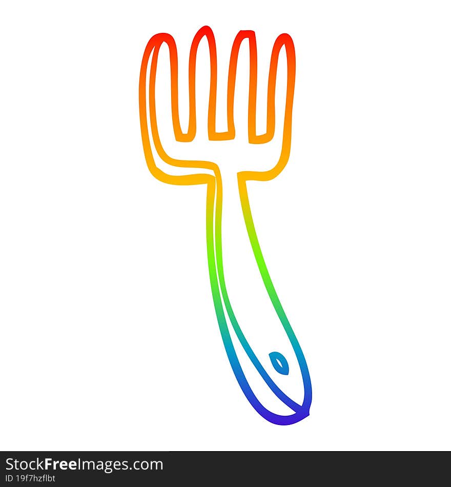 rainbow gradient line drawing cartoon fork