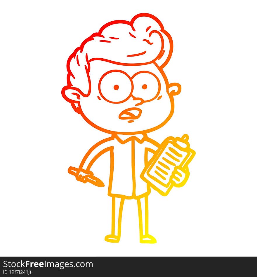 warm gradient line drawing shocked cartoon salesman