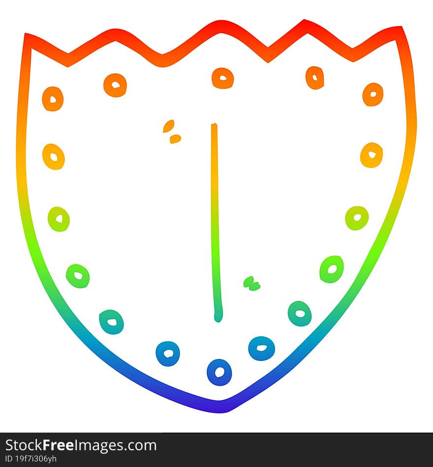 rainbow gradient line drawing cartoon shield