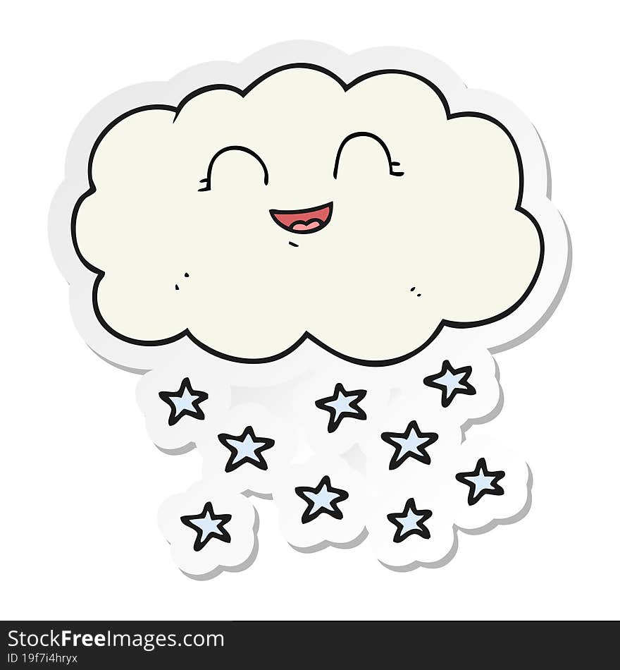 Sticker Of A Cartoon Cloud Snowing