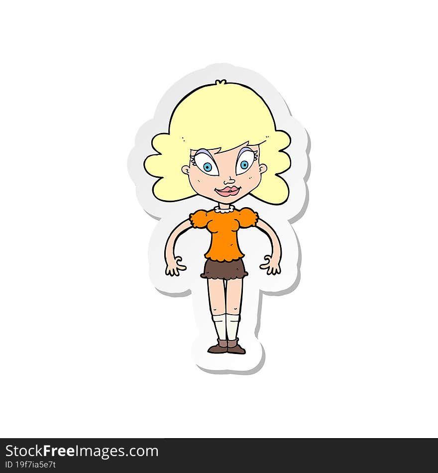 sticker of a cartoon pretty woman