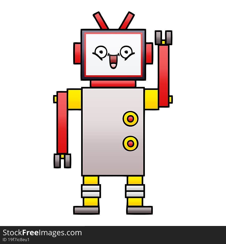 gradient shaded cartoon happy robot