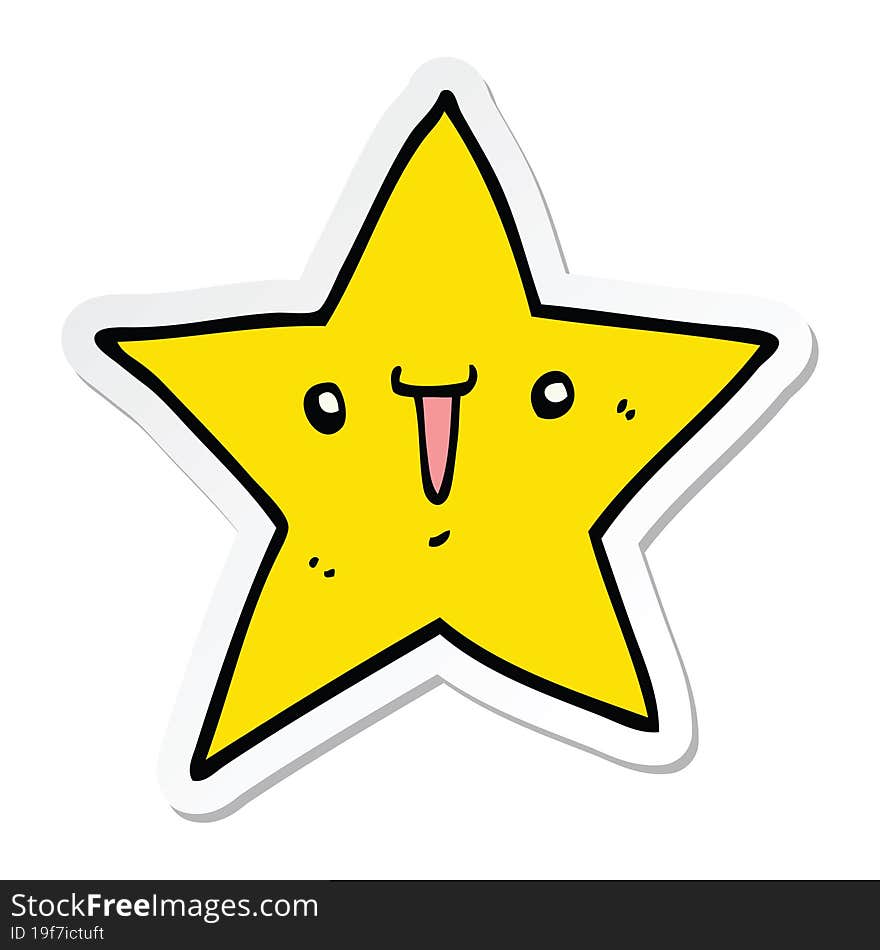 sticker of a cute cartoon star