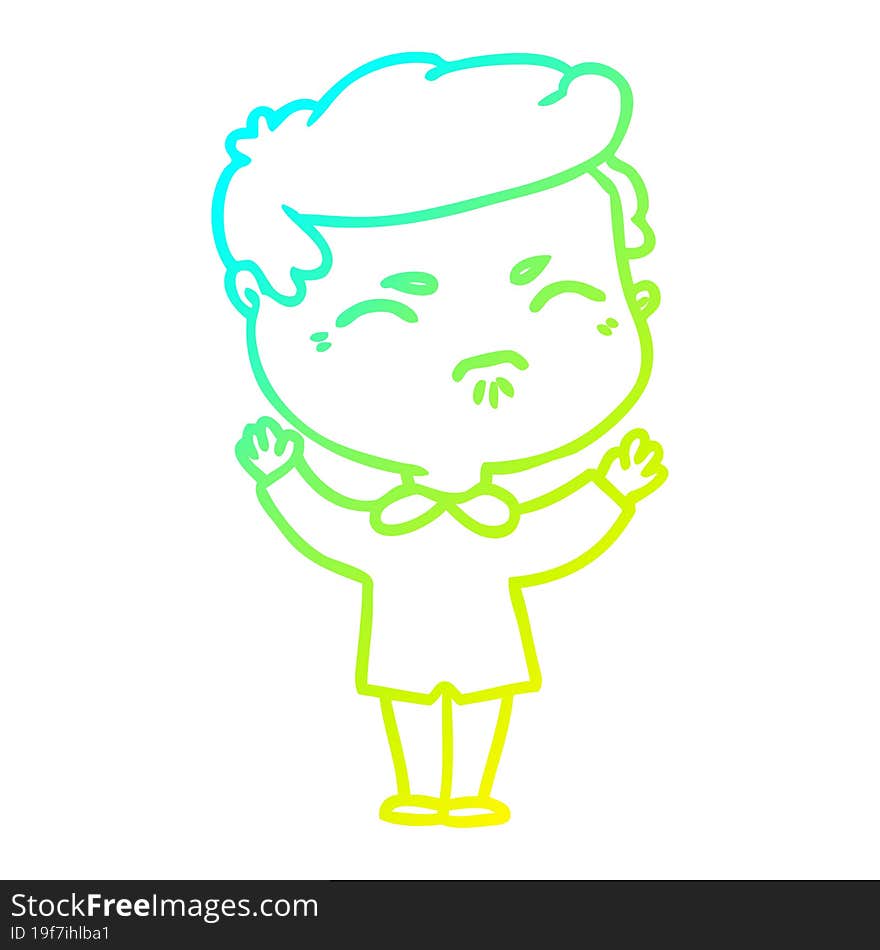 cold gradient line drawing cartoon annoyed man