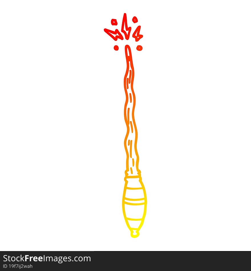 warm gradient line drawing of a cartoon magic wand