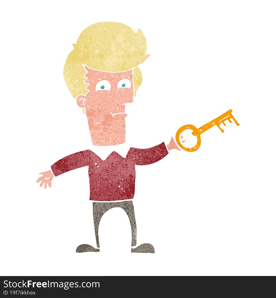 cartoon man with key