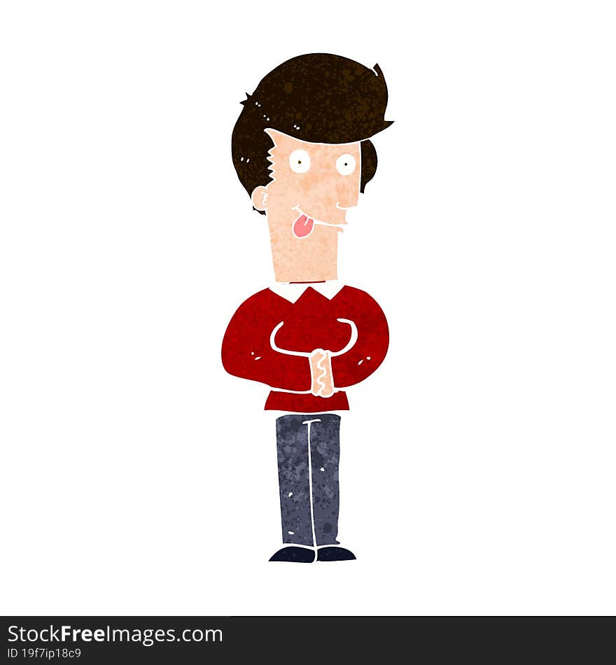 cartoon man sticking out tongue