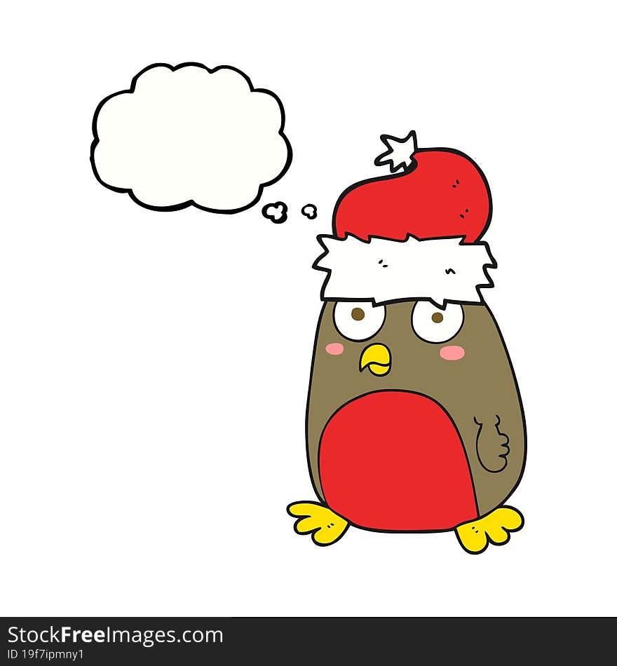 Thought Bubble Cartoon Christmas Robin