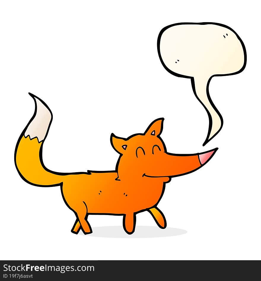 cartoon little fox with speech bubble