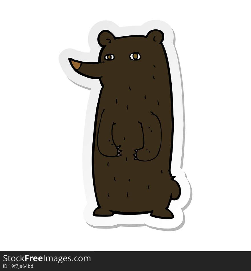 Sticker Of A Funny Cartoon Black Bear