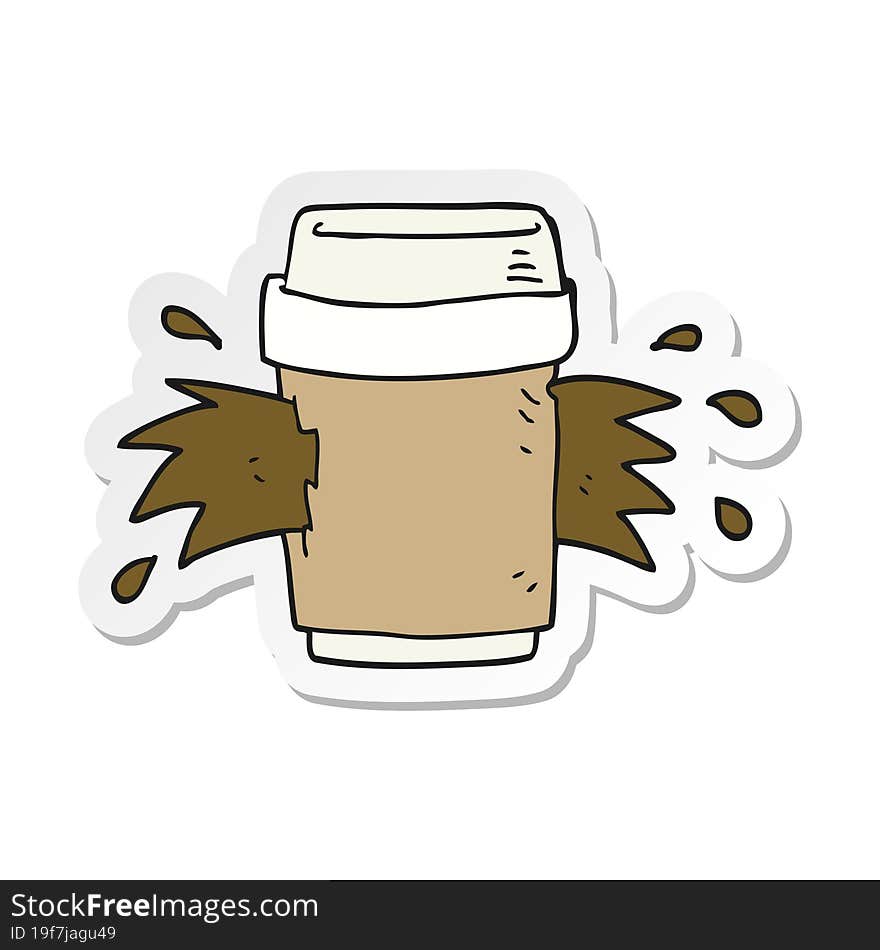 sticker of a cartoon exploding coffee cup