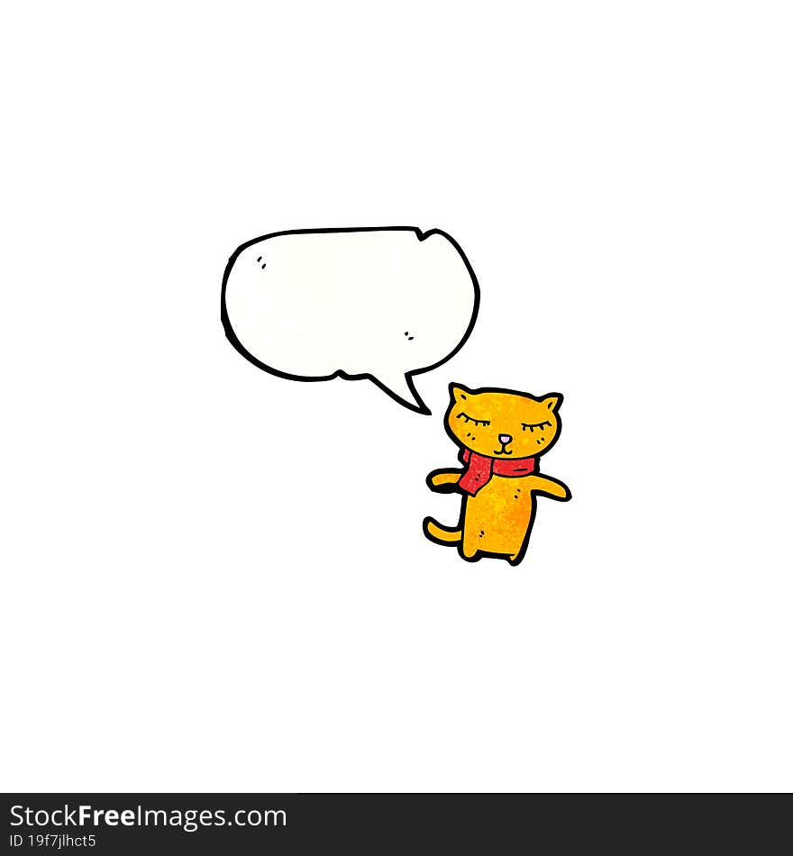 Happy Cartoon Cat With Speech Bubble