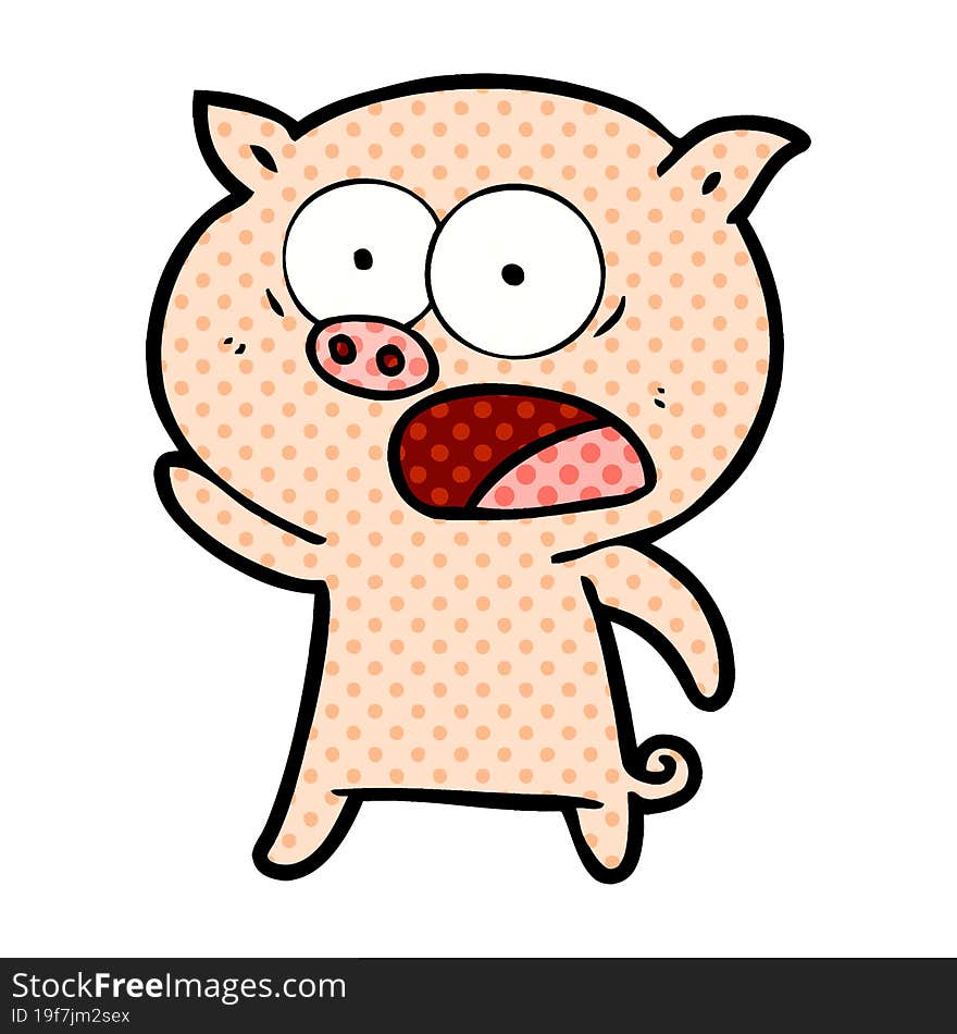 cartoon pig shouting. cartoon pig shouting