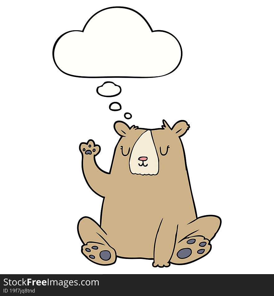 cartoon bear;waving and thought bubble