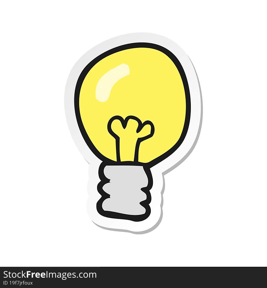 sticker of a cartoon light bulb