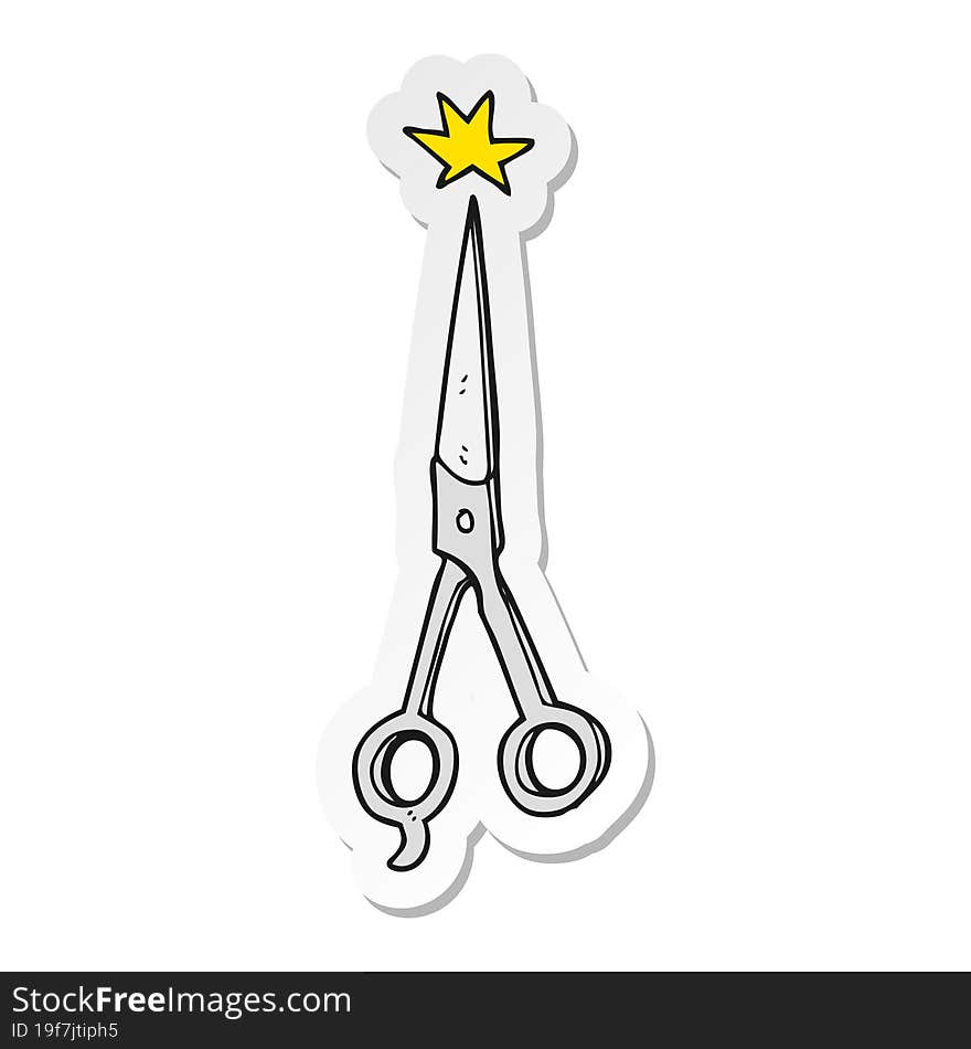 sticker of a cartoon barber scissors