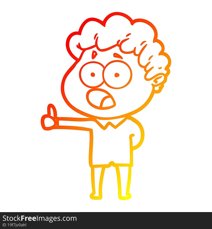 warm gradient line drawing cartoon man gasping in surprise