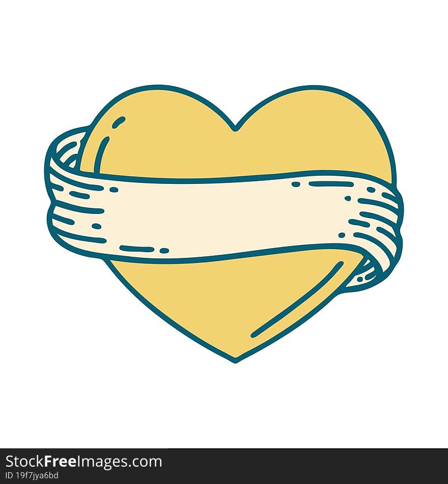 Tattoo Style Icon Of A Heart And Banner