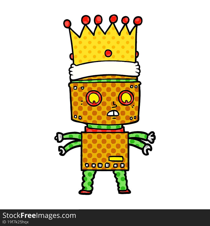 cartoon robot king. cartoon robot king