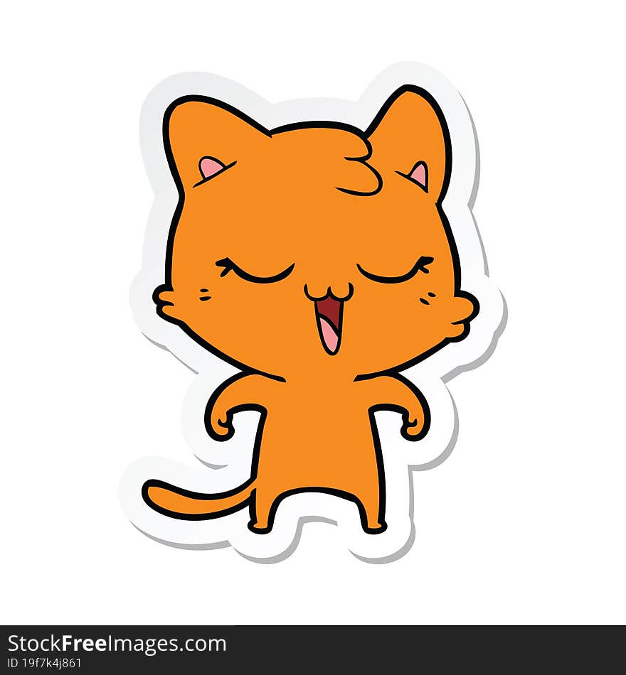 sticker of a happy cartoon cat