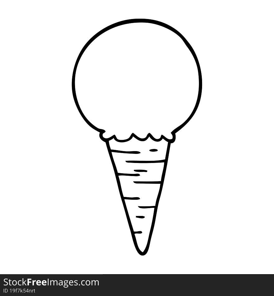 line drawing cartoon ice cream cone