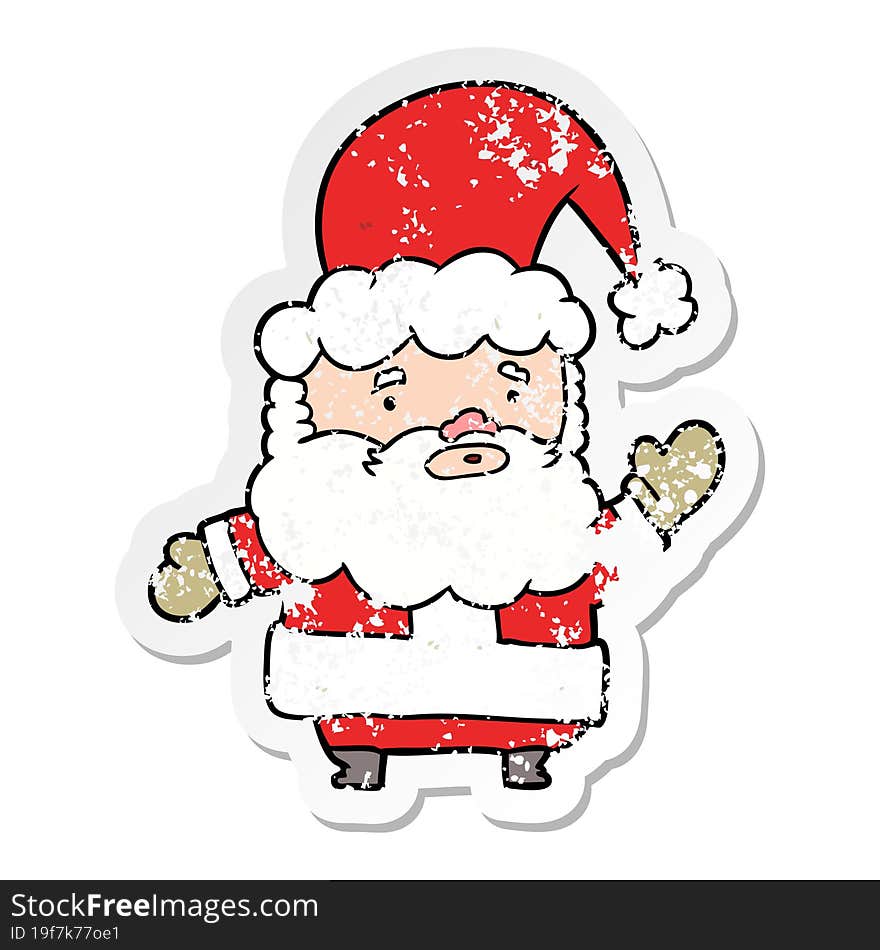 Distressed Sticker Of A Cartoon Santa Claus