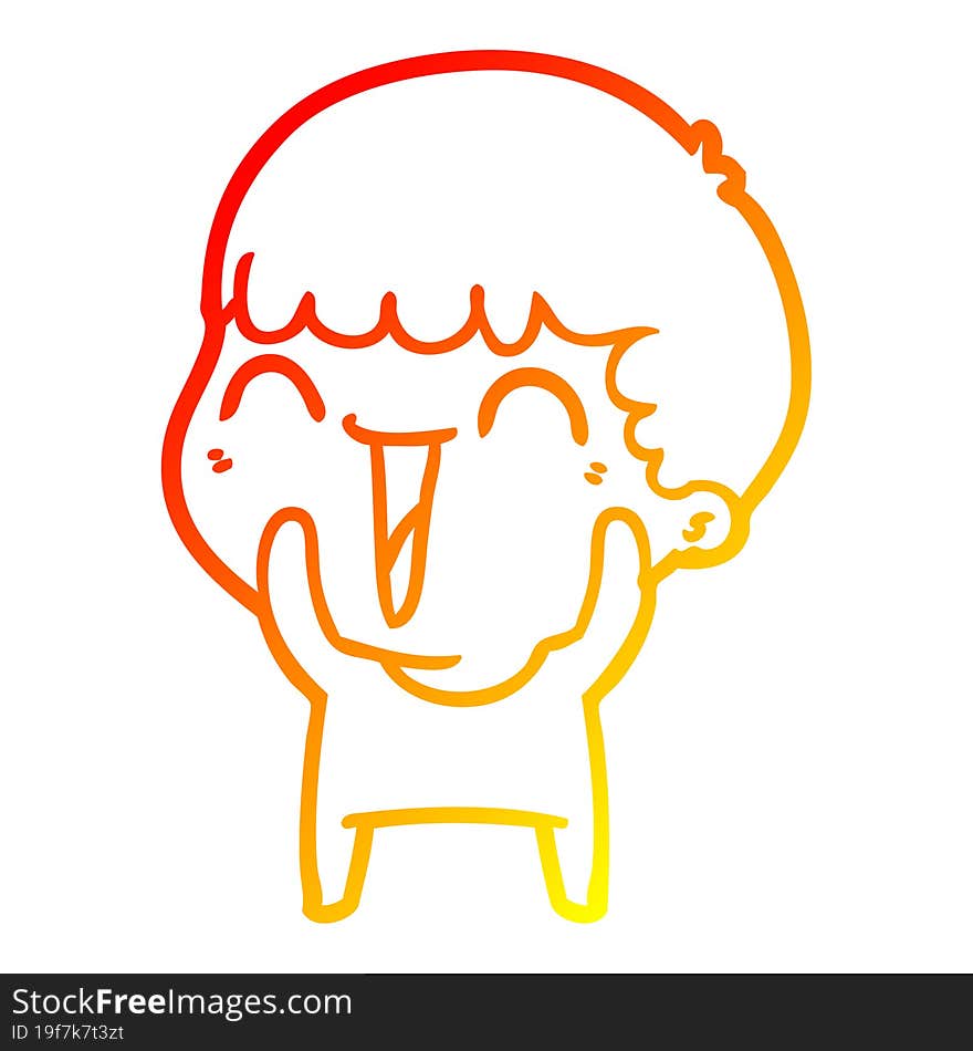 warm gradient line drawing of a cartoon happy man