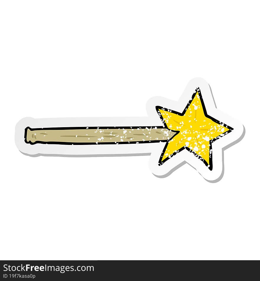 distressed sticker of a cartoon magic wand