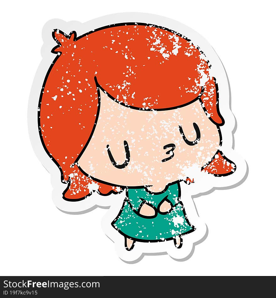 Distressed Sticker Cartoon Of A Cute Kawaii Girl