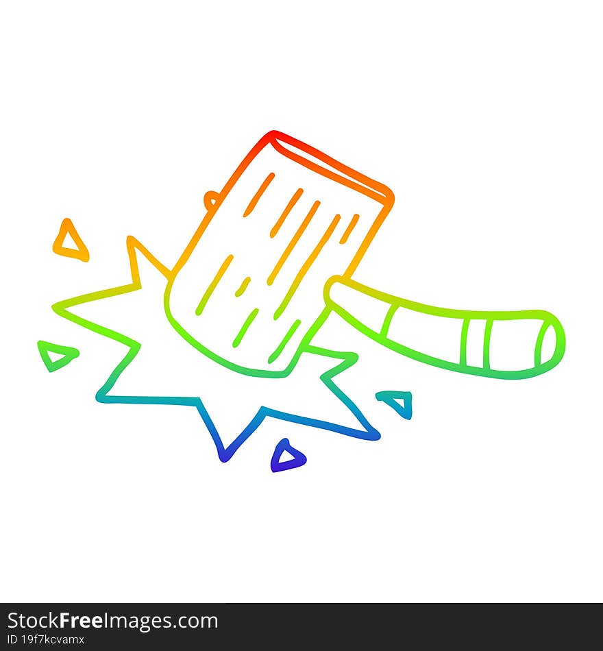 Rainbow Gradient Line Drawing Cartoon Mallet