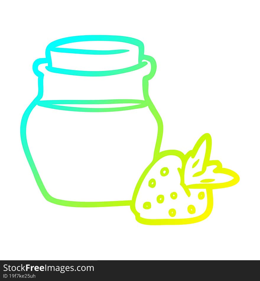 cold gradient line drawing of a jar of strawberry jam