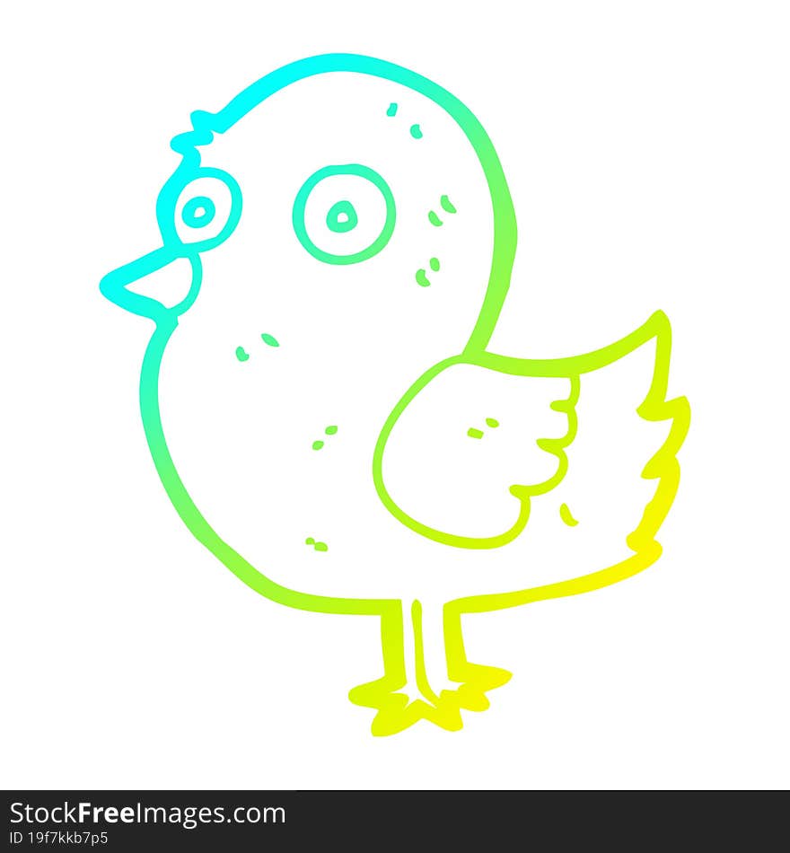 cold gradient line drawing of a cartoon bird