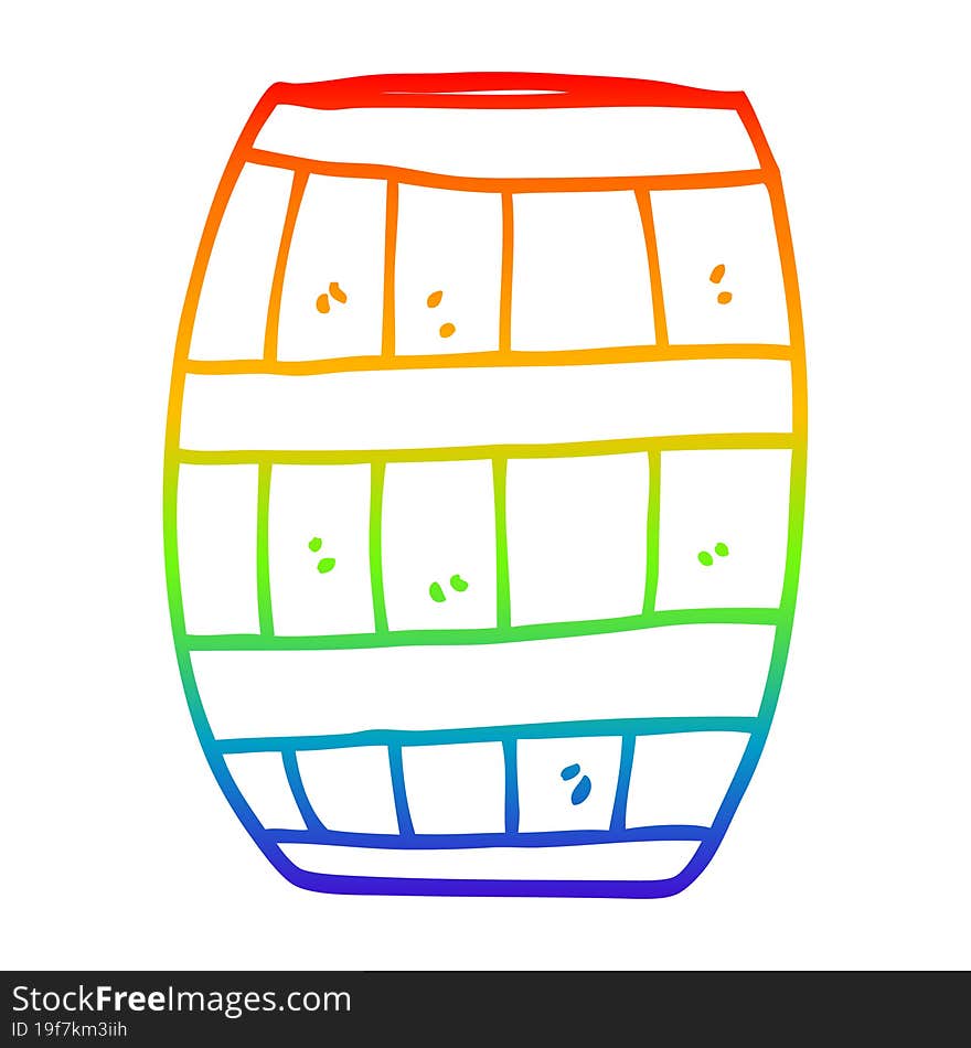 rainbow gradient line drawing cartoon beer barrel