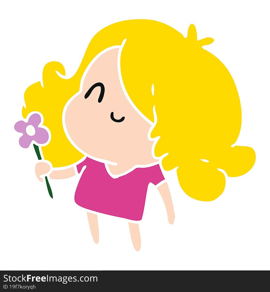 cartoon illustration of a cute kawaii girl. cartoon illustration of a cute kawaii girl