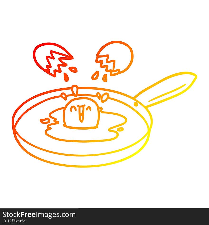 warm gradient line drawing cartoon egg frying