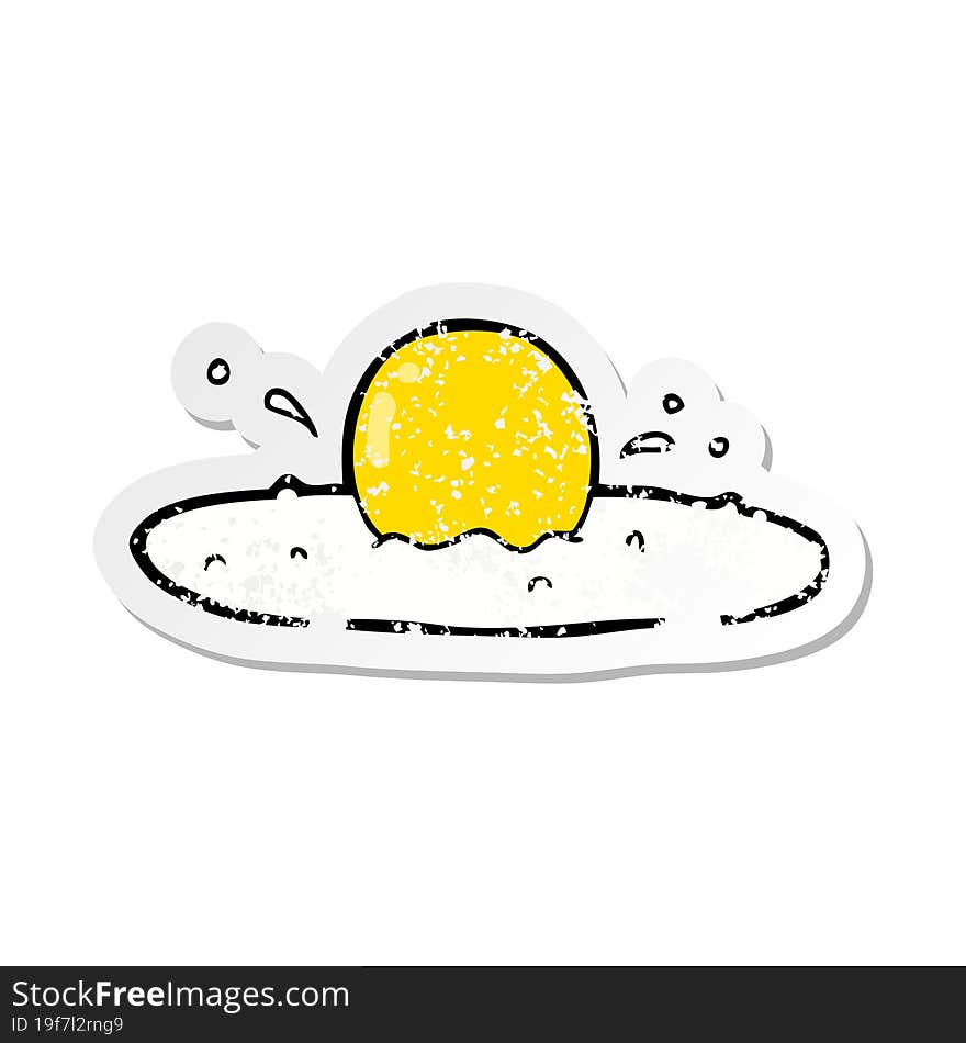 distressed sticker of a cartoon fried egg