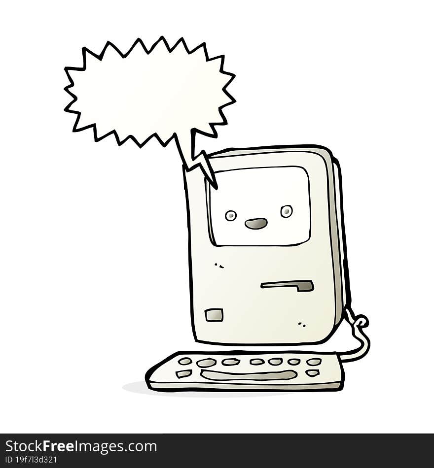 cartoon old computer with speech bubble