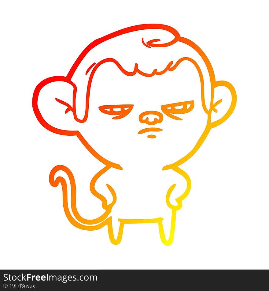 warm gradient line drawing of a cartoon monkey