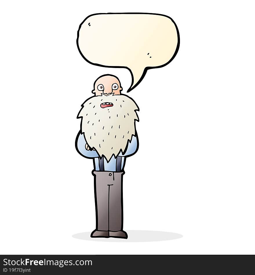 Cartoon Bearded Old Man With Speech Bubble