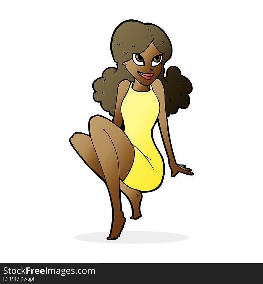 Cartoon Attractive Woman Posing