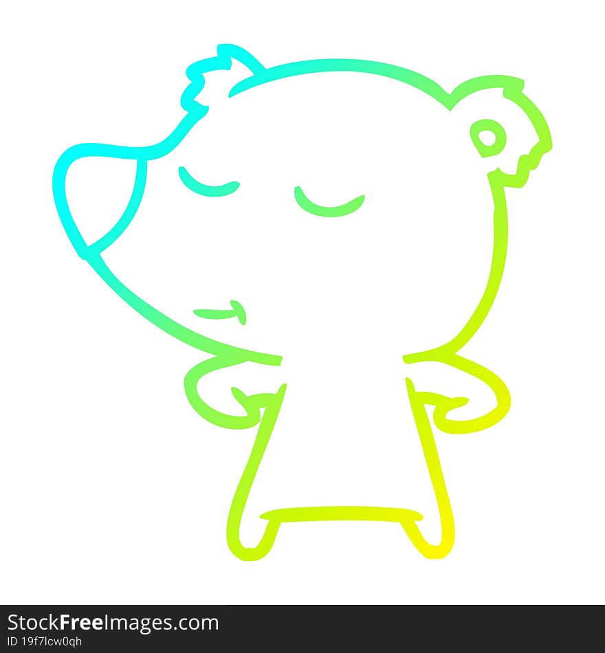 cold gradient line drawing happy cartoon polar bear