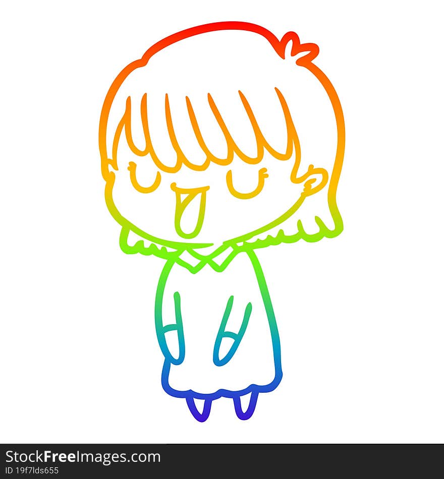 rainbow gradient line drawing of a cartoon woman