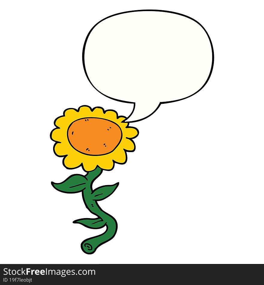 Cartoon Sunflower And Speech Bubble