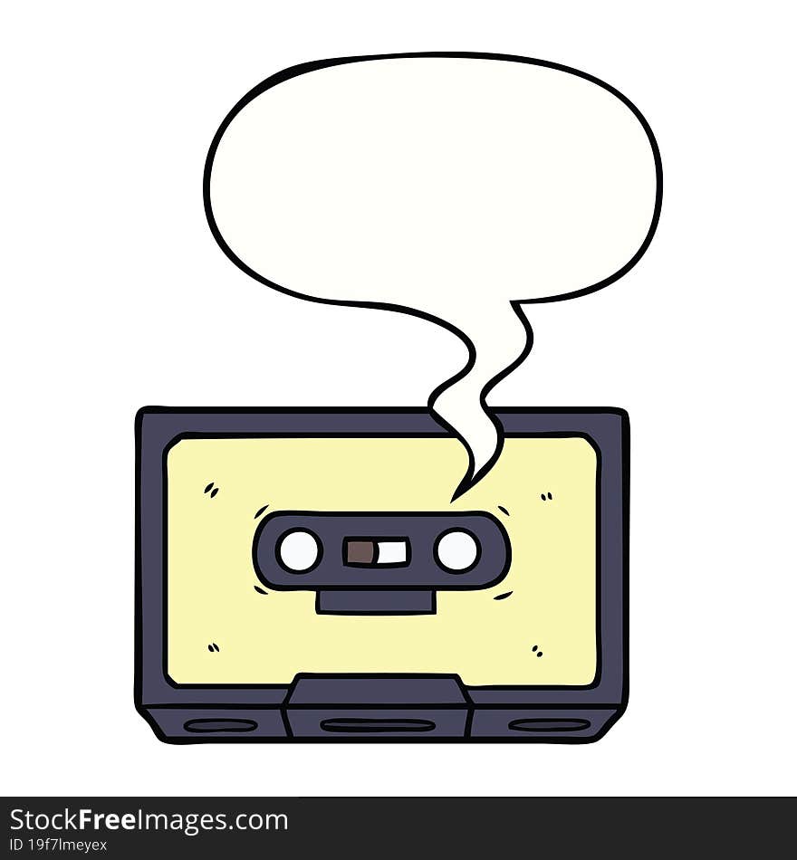 Cartoon Old Cassette Tape And Speech Bubble